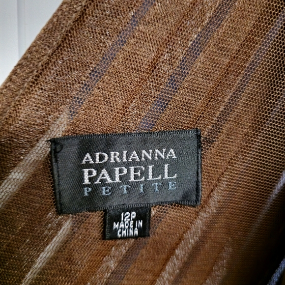 Adrianna Papell Cocktail Dress 12P - Shimmery Brown Tiered Ruffles - Like New - Picture 4 of 5